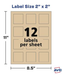 Avery Printable Blank Square Labels, 2" x 2", Kraft Brown, 300 Customizable Labels (22846) 30 615NWwG1lgL