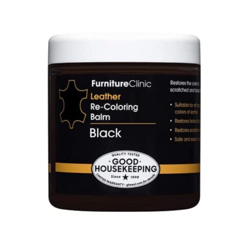 The Original Leather Recoloring Balm by Furniture Clinic - 16 Color Options - Leather Repair Kit for Furniture - Restore Couches, Car Seats, Clothing - Non-Toxic Leather Repair Cream (Black) Black