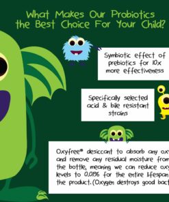 6 Billion CFU Kids/Children's Probiotics with Prebiotics, Sunfiber and Fos, for 10x More Effectiveness. One A Day Great Taste Chewable Probiotic, 2 Months Supply Per Bottle 24 615Sg3pvowL