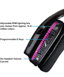 Logitech G933 Artemis Spectrum – Wireless RGB 7.1 Dolby and DTS Headphone Surround Sound Gaming Headset – PC, PS4, Xbox One, Switch, and Mobile Compatible – Advanced Audio Drivers – Black 34 615Ulxbk0oL