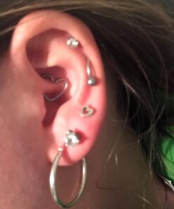 Rhodium Plated Sterling Silver Womens Hollow Heart PushBack Stud Earrings for Girls - 4mm 11 615UoHp 2bL