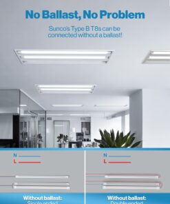 Sunco 10 Pack T8 LED 4FT Tube Light Bulbs Ballast Bypass Fluorescent Replacement 5000K Daylight 18W Frosted Cover Retrofit Single Ended Power (SEP) Commercial Grade - UL 10 Count (Pack of 1) 28 615Y5fH5mTL