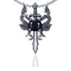 Xusamss Punk Titanium Steel Wing Dragon Crystal Pendant Sword Necklace,24inches Link Chain 316L Steel Dragon Sword 26 615YTbzULqL