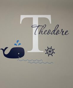 Decalzome Inc Personalized Whale Name Nautical Decor - Nautical Theme Nursery Wall Decals - Baby Shark Wall Decals Room Decor Stickers - Under The Sea Art Mural Vinyl Sticker - Baby Boy & Girl Decor 34 615YpJlD9yL