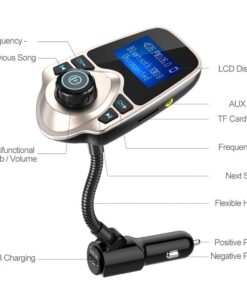 Nulaxy Bluetooth Car FM Transmitter Audio Adapter Receiver Wireless Handsfree Voltmeter Car Kit TF Card AUX 1.44 Display - KM18 Golden 26 615Zc5LiLyL