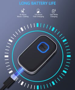 COMSOON Bluetooth Receiver for Car, Noise Cancelling 3.5mm AUX Bluetooth Car Adapter, Wireless Audio Receiver for Home Stereo/Wired Headphones, Hands-Free Call, 16H Battery Life - Black+Silver 23 615aJQluhmL