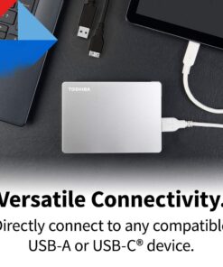 Alternative view of Toshiba Canvio Flex 2TB Portable External Hard Drive USB-C USB 3.0, Silver for PC, Mac, & Tablet - HDTX120XSCAA USB-C & USB 3.0