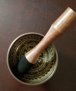 Tibetan Singing Bowl Set ~ Easy to Play with Dual-End Striker & Cushion ~ Beautiful Sound for Holistic Healing, Stress Relief, Meditation & Relaxation ~ Gratitude Pattern ~ Antique Light Brown Bowl 34 615d WRjBML