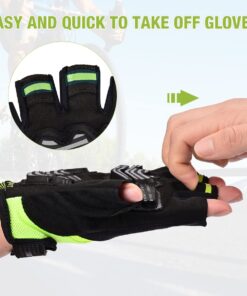 FIRELION Bike Gloves for Men/Women Cycling,Cycling Gloves for Outdoor MTB DH Road Racing,Full Finger Half Finger Padded Bicycle Protective Gloves,Non-Slip Shock-Absorbing Touchscreen Riding Gloves Large Green 13 615dSKIIEL 1