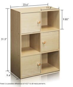 Furinno Pasir 3 Tier Shelf with 3 Door/Round Handle, Steam Beech 23.6(W)x9.4(D)x31.5(H) inches 24 615eXZaGRL