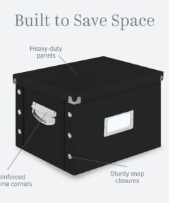 Snap-N-Store File Storage Box & Organizer - 1 Pack - 16.125 x 13.125 x 9.875 Inch Letter/Legal Size Portable File Box with Lid for Documents - Back To School Supplies for Students - Glossy Black Letter/Legal File 16 615fbZikE4L