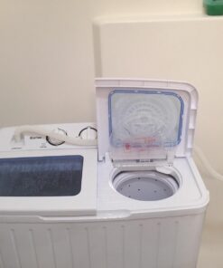 Giantex Portable Mini Compact Twin Tub Washing Machine 20lbs Washer Spain Spinner Portable Washing Machine, Blue+ White 36 615gqNi914L