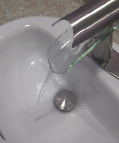 BWE Waterfall Bathroom Faucet Chrome Glass Spout Bathtub Sink Faucets with Supply Lines Single Handle Single Hole Modern Lavatory Vanity Bath Mixer Tap 41 615hcS9btjL