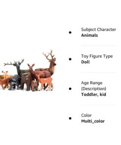 Woodland Animals 10-Piece Figurine Set: Realistic Elk, Wolf, Bear, Raccoon, Lynx, Deer Toys for Kids & Cake Toppers 15 615iUFlAuYL