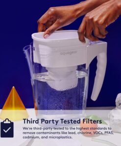 Aquagear Water Filter Pitcher – Lead, Chlorine, PFOA/PFOS, Microplastics Filter, 10 Cup, 120 Gallon Filter Life - Filter Media Made in USA 26 615jXmLKOKL