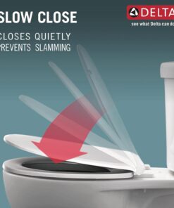 Delta Faucet Morgan Elongated Slow-Close White Toilet Seat with Non-Slip Seat Bumpers, White 811903-WH Slow Close 27 615jxllJkpS