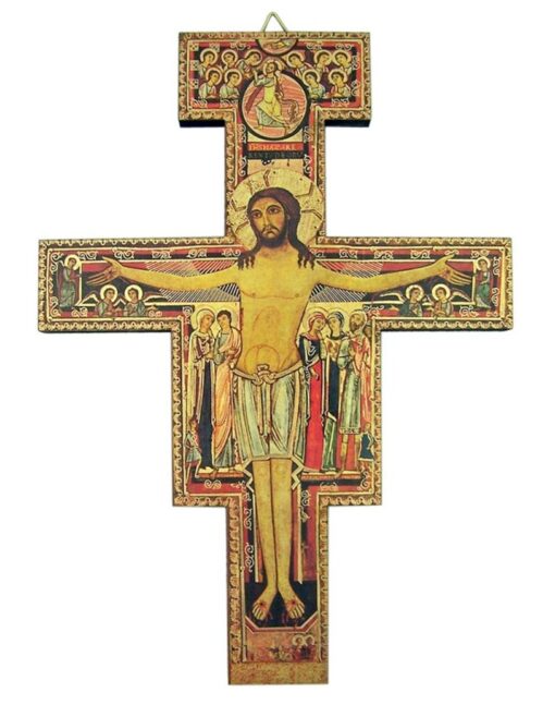 Religious Art Saint Francis of Assisi San Damiano Wooden Wall Cross, 8 Inch