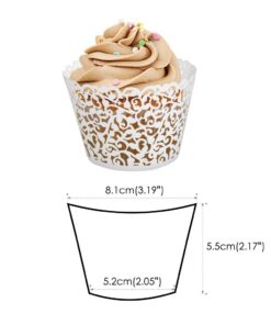 SUYEPER 100pcs Cupcake Wrappers Artistic Bake Cake Paper Cups Little Vine Lace Laser Cut Liner Baking Cup Muffin Case Trays for Wedding Party Birthday Decoration (White) White 24 615msQteZfL