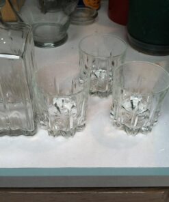 Italian Made Circleware Excalibur 5pc Whiskey Decanter Set Includes (1) 35oz. Decanter,(4) 10.5oz 13 615nUsB76QL