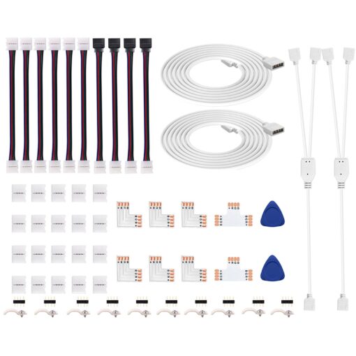 iCreating 4-Pin RGB LED Strip Light Connectors Kit - Includes L-Shape and Jumper Connectors for 5050 LED Strips and Controllers 6.6ft