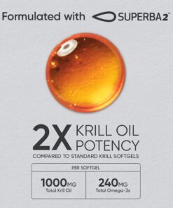 Sports Research Antarctic Krill Oil Omega 3 Softgels 1000mg (Double Strength) with Phospholipids, Choline & Astaxanthin - Sustainably Sourced, Non-GMO Verified & Gluten Free - 60 Capsules 60 Count (Pack of 1) 24 615z0 HKPtL