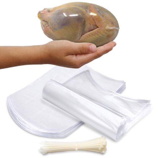 Poultry Shrink Bags - 50 Clear 10" x 16" for Whole Chickens or Rabbits w/ 50 zip ties included / 2.5 Mil/Freezer Safe/Commercial Grade/BPA/BPS Free