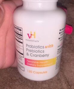 vH essentials Probiotics with Prebiotics and Cranberry Feminine Health Supplement - 120 Capsules (544-36) 120 Count (Pack of 1) 37 616 KcMtlxL