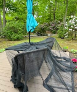 Patio Umbrella Mosquito Netting - Polyester Mesh Screen with Zipper Opening and Water Tube at Base to Hold in Place - Helps Protect from Mosquitoes - Fits 9FT Umbrellas and Patio Tables - Black 38 6160ZmtYM6L