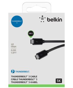 Belkin Thunderbolt 3 Cable (USB-C to USB-C) - USB C Cable For MacBook Air, Galaxy, Apple TV & More, Fast Charging Up To 100W, Made For USB-C, Thunderbolt 3 devices & 5K/Ultra HD - 1.6ft/0.5m - Black 8 6162C0K 93L