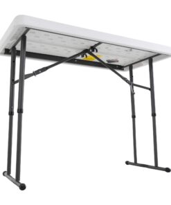 LIFETIME 80160 Commercial Height Adjustable Folding Utility Table, 4 Feet, White Granite 40 6162FRxi3IL