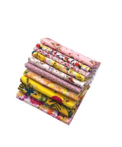 RayLineDo® 10 Pcs Different Pattern Multi Color 100% Cotton Poplin Fabric Fat Quarter Bundle 18" x 22" Patchwork Quilting Fabric Yellow and Pink Series 16 6162p0v1lkL