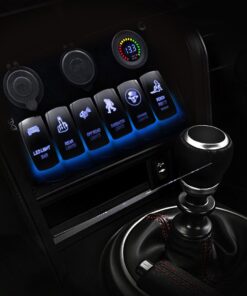 FXC Waterproof Marine Boat Rocker Switch Panel 6 Gang with 4.2A Dual USB Slot Socket + Cigarette Lighter + Voltage Monitor Alarm LED Light for Car Rv Vehicles Truck 16 6164 hmybpL