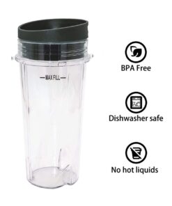 DSYJ 16 Ounce of Blender Cups & Replacement Parts Single Serve Cup Compatible with Ninja BL770 BL771 BL772 BL740 BL780 BL660 BL663 Professional Smoothie Blender | 2 Cups & 2 Cups Lid 9 6164i3IvnQL