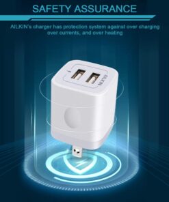 Wall Charger, 3Pack 5V/2.1A AILKIN 2-Port USB Wall Charger Home Travel Plug Power AC Adapter Fast Charging Block Cube for iPhone 15 14 13 12 SE 11Pro Max XS XR 8 Plus, Samsung Galaxy, Google Pixel Box White 23 61669nRAIGL