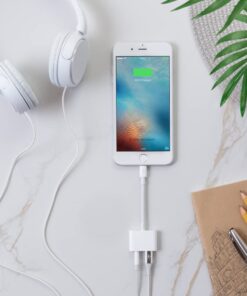 Belkin RockStar Lightning Audio Cable and Charger for iPhone 14, 13, 12, 11, 10 - White 3.5MM Audio + Lightning Charge Lightning Connector 18 6166wASSLL