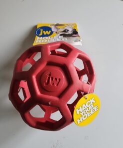 JW Pet Hol-ee Roller Dog Toy Puzzle Ball, Natural Rubber, Medium (4.5 Inch Diameter), Colors May Vary 22 6167dogFPuL