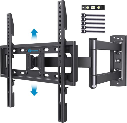 Pipishell Full Motion TV Wall Mount for Most 26-60 inch Flat & Curved TVs up to 77 lbs, Adjustable Bracket Height, Single Articulating Arm, Extension, Max VESA 400x400mm, PIMF9