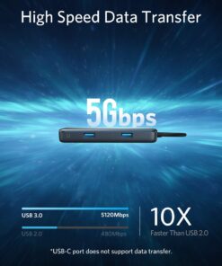 Anker USB C Hub Adapter, PowerExpand+ 7-in-1 USB C Hub, with 4K USB C to HDMI, 60W Power Delivery, 1Gbps Ethernet, 2 USB 3.0 Ports, SD and microSD Card Readers, for MacBook Pro and Other Laptops 26 6168Og3 X1L
