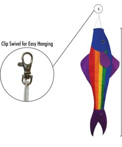 In the Breeze Rainbow Fishy Trout 48 Inch Windsock - Fun Fish Hanging Decoration - Fade Resistant Material for Long Lasting Bright Colors,4116 48" Rainbow Fish 12 6168PyVghxL