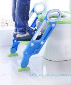Alternative view of Potty Training Toilet Seat with Step Stool Ladder for Boys and Girls Baby Toddler Kid Children Toilet Training Seat Chair with Handles Padded Seat Non-Slip Wide Step (Blue Green) Blue+Green