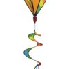 In the Breeze 6 Panel Rainbow Stripe Hot Air Balloon - Wind Spinner Includes Curlie Tail - Colorful Kinetic Hanging Decoration,11" W x 17" H, 30" Tail 43 616BBCzesML