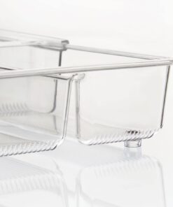 mDesign Plastic Adjustable/Expandable Divided Drawer Storage Organizer with 4 Compartments for Kitchen Pantry, Cupboard, Cabinet, Hold Silverware, Utensils, Cutlery - Ligne Collection - 2 Pack - Clear 4 Compartment Expandable Pack of 2 22 616EDs23fL