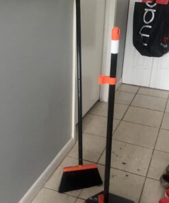 TreeLen Broom and Dustpan Set with 52" Long Handle for Home Kitchen Room Office Lobby Floor Use Upright Stand Up Stand Up Broom with Dustpan Combo A Orange Broom and Dustpan 33 616Ge9iWK4L