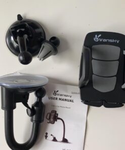 Car Phone Mount, Vansky 3-in-1 Cell Holder Air Vent Dashboard Mount Windshield for iPhone Xs Max R X 8 Plus 7 6S Samsung Galaxy S9 S8 Edge S7 S6 LG Sony and More 44 616LeetVYML