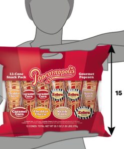 Alternative view of Popcornopolis Gourmet Popcorn Snacks, 12 Cone Variety Snack Packs (Gift Cone), Zebra Popcorn, Cheddar Cheese Popcorn, Caramel Popcorn & Kettle Corn Popcorn Caramel / Cheddar Cheese / Zebra / Kettle Corn 1.26 Pound (Pack of 12)