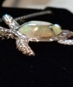 Alternative view of Victoria Jewelry 925 Silver Opal Sea Turtle Necklace