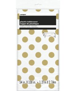 Alternative view of Elegant Gold Dots Rectangular Plastic Table Cover - 54" x 108" (1 Pc.) - Perfect for Parties, Events & Ceremonies 1 Count (Pack of 1)