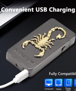 Kivors USB Rechargeable Flameless Lighters Windproof Electronic Zinc Plasma Dual Pulse Arc Lighter Eagle Lighters for Candle Camping BBQs Business Gift Black Scorpion 12 616OKli5jhL