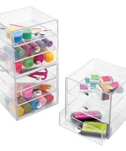 iDesign BPA-Free Plastic 3-Drawer Vanity Organizer - 6.5" x 6.5" x 6.5", Clear 34 616Q9sUoKeL