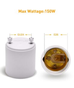 2 Pack JACKYLED GU24 to E26 Adapter, Up to 392℉ Heat Resistant Converts GU24 Bi-Pin Based Fixture to E26 E27 Standard Screw-in Socket Adapter 2-pack 23 616QjuYpML 1